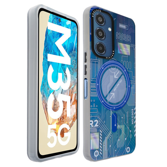 Colorful Reflective Circuit Prints Hard Back Protector Case For Samsung M35 5G