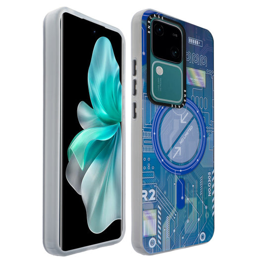 Colorful Reflective Circuit Prints Hard Back Protector Case For Vivo V30 5G