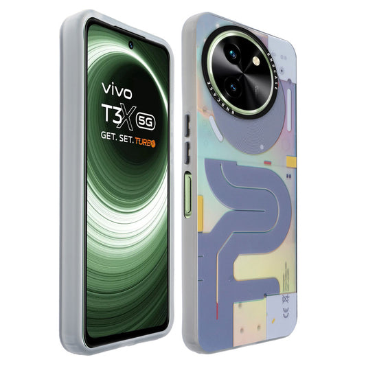 Colorful Reflective Circuit Prints Hard Back Protector Case For Vivo T3x 5G