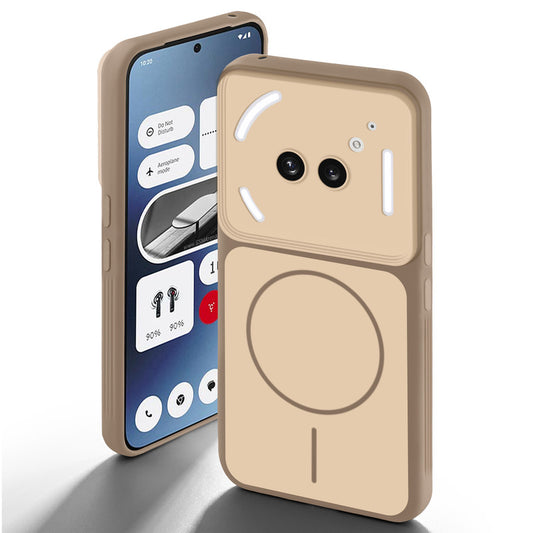 Dual tone silicone Brown back cover for Nothing Phone 2A showing camera protection and design