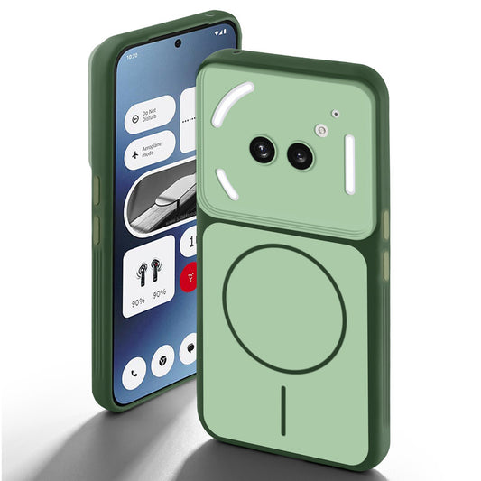 Dual tone silicone Green back cover for Nothing Phone 2A showing camera protection and design