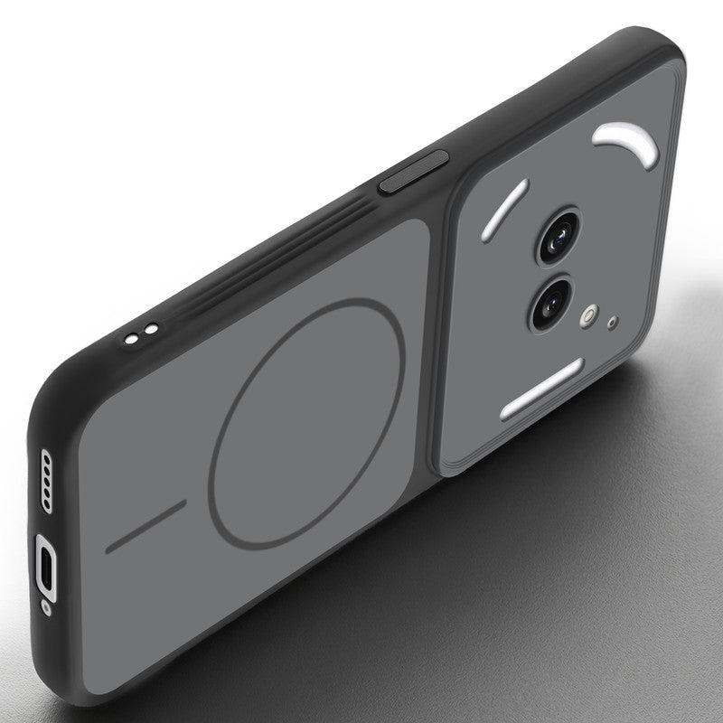 Slim silicone Black phone case for Nothing Phone 2A Plus side angle view showing grip texture and precise cutouts