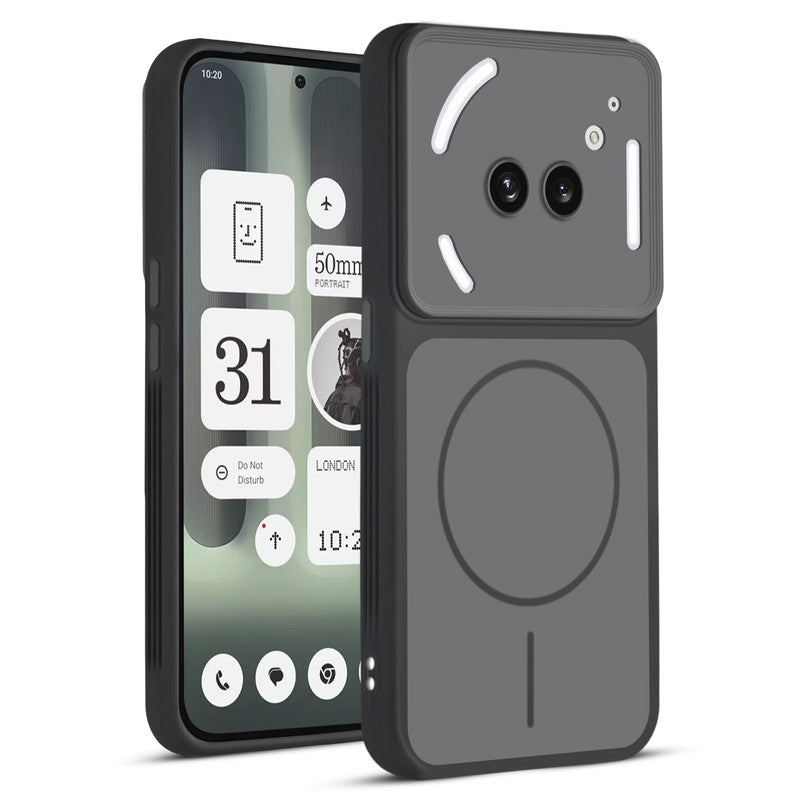 Full protective dual tone Black silicone case for Nothing Phone 2A Plus showing front and back design coverage