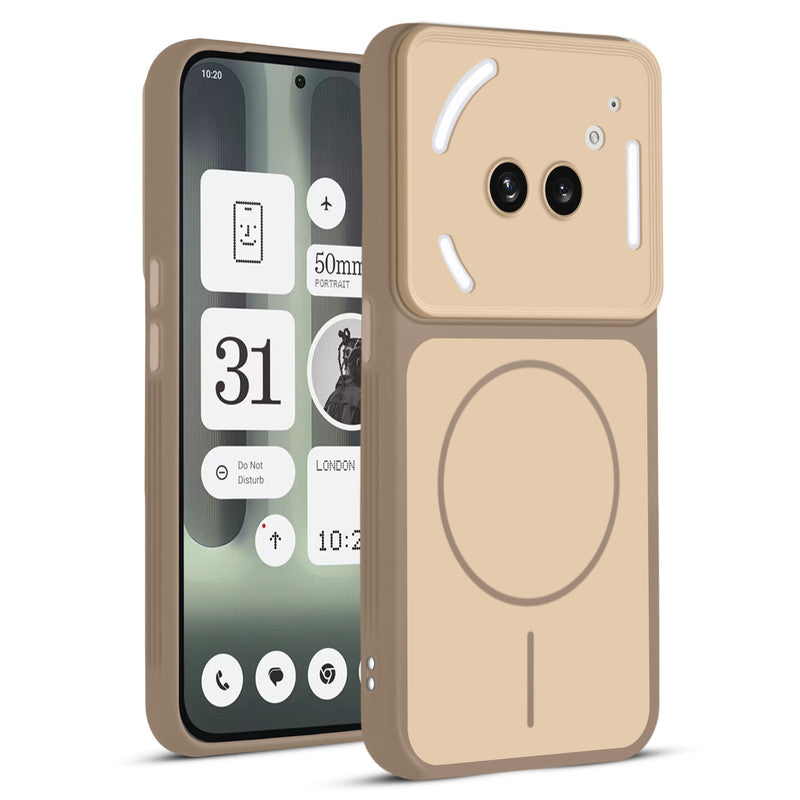 Full protective dual tone Brown silicone case for Nothing Phone 2A Plus showing front and back design coverage