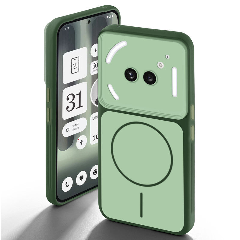 Dual tone silicone Green back cover for Nothing Phone 2A Plus showing camera protection and design