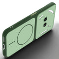 Slim silicone Green phone case for Nothing Phone 2A Plus side angle view showing grip texture and precise cutouts
