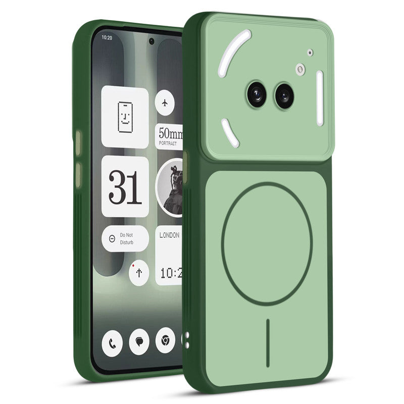 Full protective dual tone Green silicone case for Nothing Phone 2A Plus showing front and back design coverage