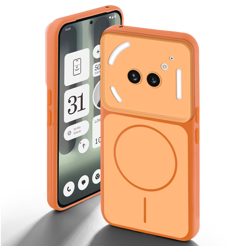 Dual tone silicone Orange back cover for Nothing Phone 2A Plus showing camera protection and design