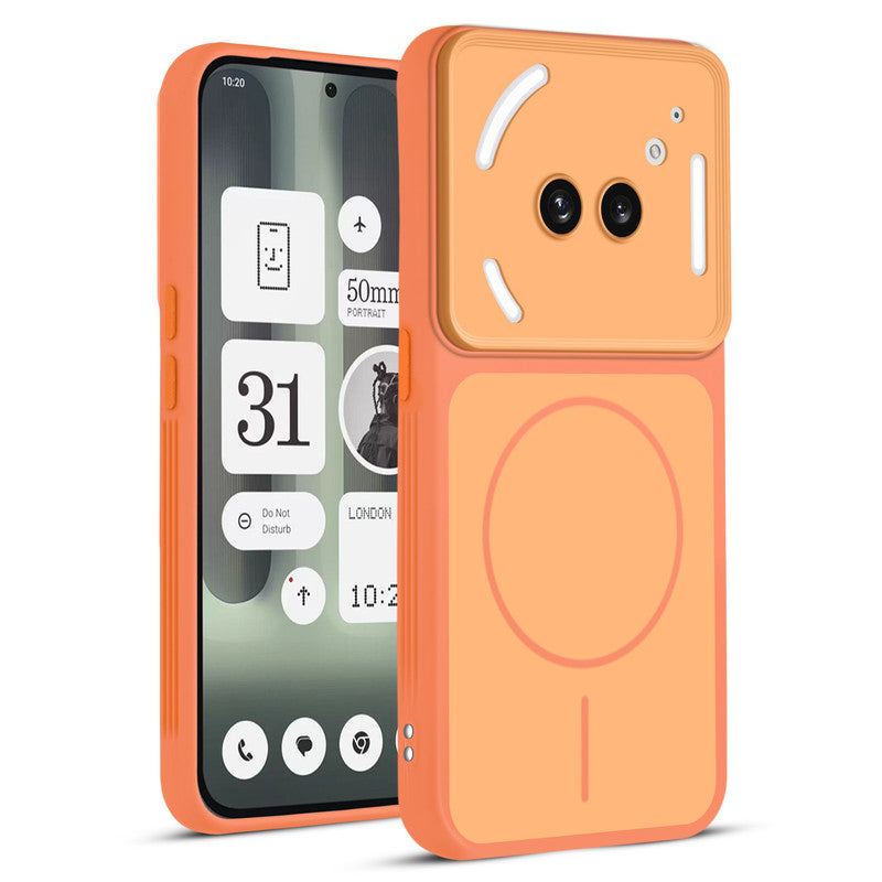 Full protective dual tone Orange silicone case for Nothing Phone 2A Plus showing front and back design coverage
