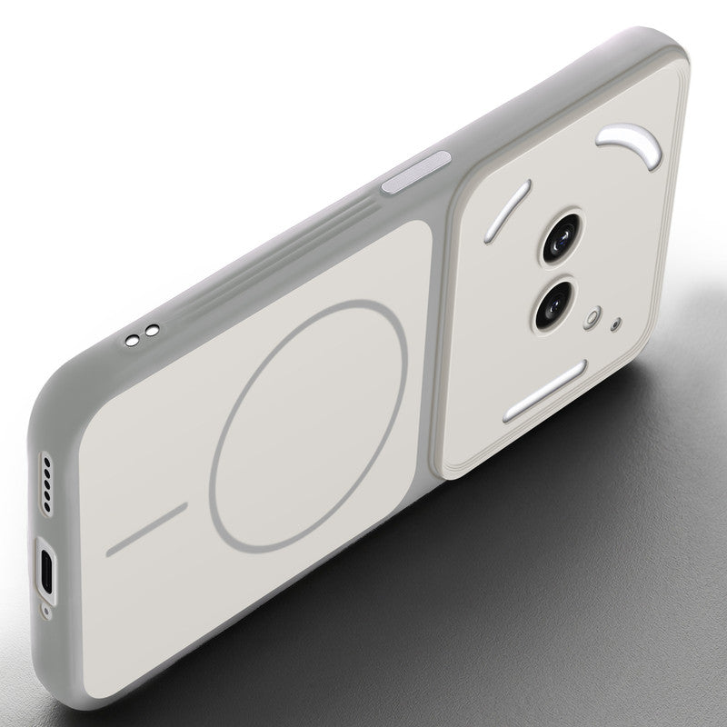 Slim silicone White phone case for Nothing Phone 2A Plus side angle view showing grip texture and precise cutouts