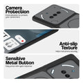 Black Phone case for Nothing Phone 3A 5G highlighting raised camera protection, anti-slip texture, and responsive side buttons