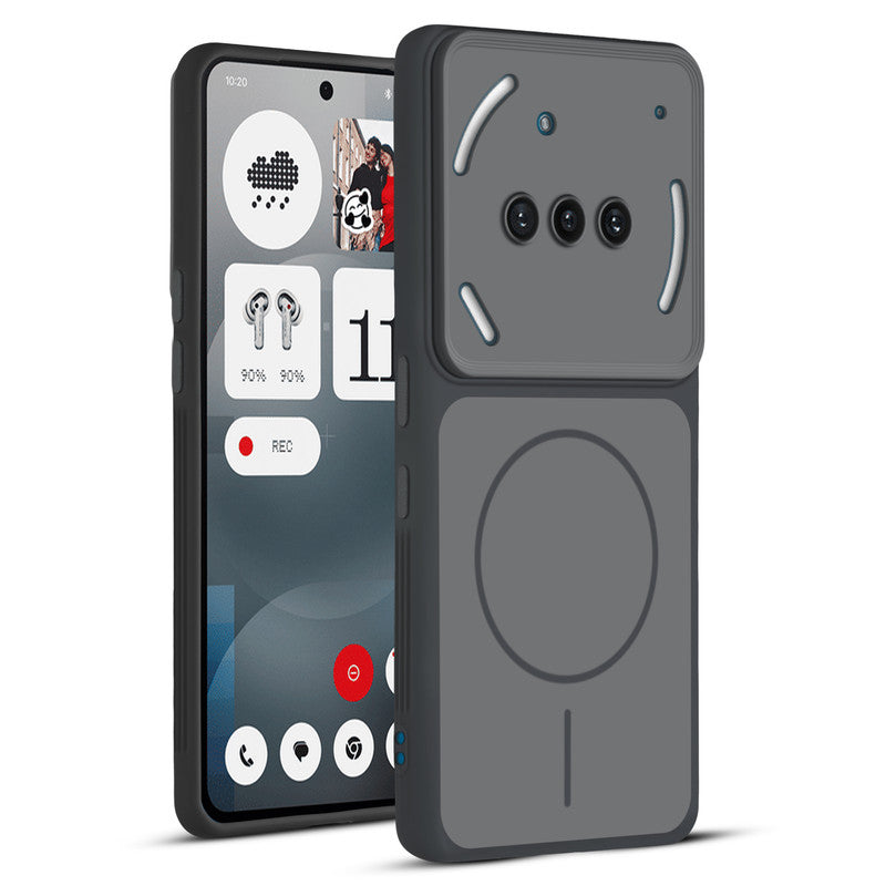 Full protective dual tone Black silicone case for Nothing Phone 3A 5G showing front and back design coverage