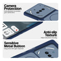 Blue Phone case for Nothing Phone 3A 5G highlighting raised camera protection, anti-slip texture, and responsive side buttons