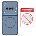 Dual tone silicone Blue phone cover for Nothing Phone 3A 5G showing wireless charging not supported notice