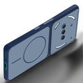 Slim silicone Blue phone case for Nothing Phone 3A 5G side angle view showing grip texture and precise cutouts