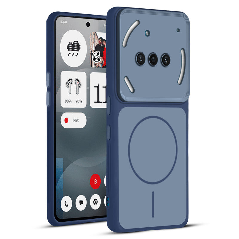 Full protective dual tone Blue silicone case for Nothing Phone 3A 5G showing front and back design coverage