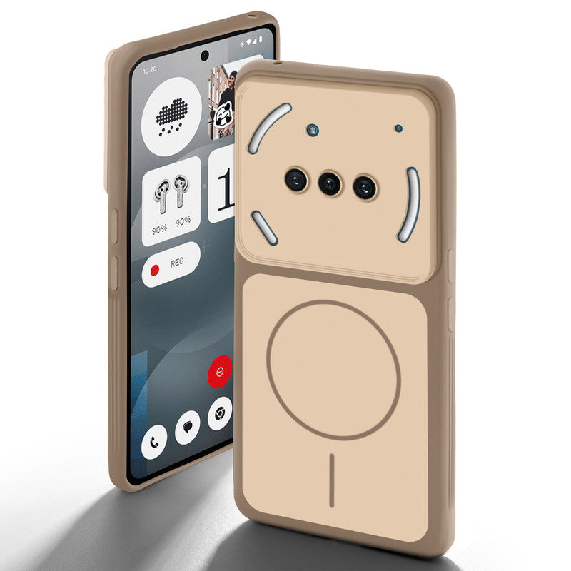 Dual tone silicone Brown back cover for Nothing Phone 3A 5G showing camera protection and design