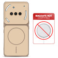 Dual tone silicone Brown phone cover for Nothing Phone 3A 5G showing wireless charging not supported notice