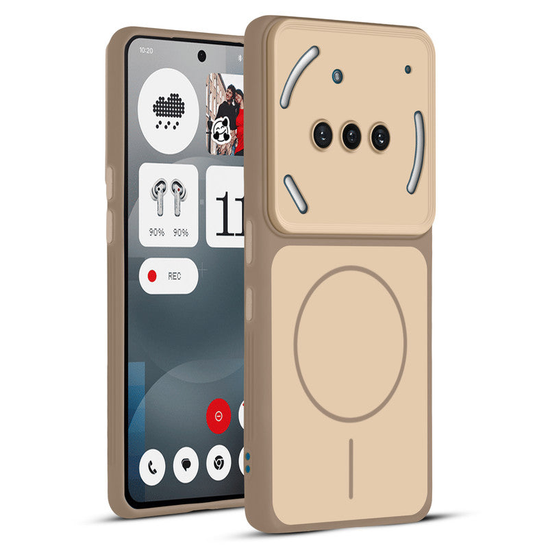 Full protective dual tone Brown silicone case for Nothing Phone 3A 5G showing front and back design coverage
