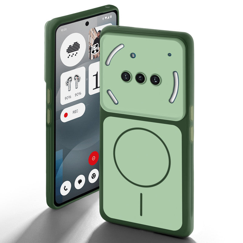 Dual tone silicone Green back cover for Nothing Phone 3A 5G showing camera protection and design