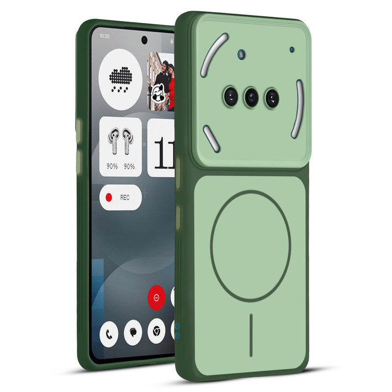 Full protective dual tone Green silicone case for Nothing Phone 3A 5G showing front and back design coverage