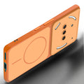 Slim silicone Orange phone case for Nothing Phone 3A 5G side angle view showing grip texture and precise cutouts