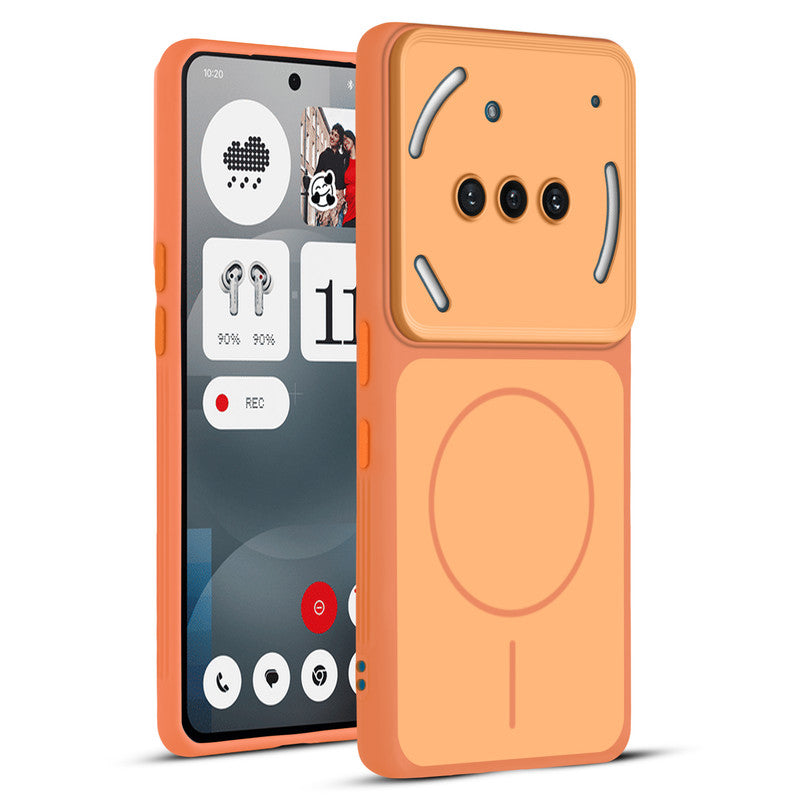 Full protective dual tone Orange silicone case for Nothing Phone 3A 5G showing front and back design coverage