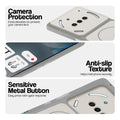 White Phone case for Nothing Phone 3A 5G highlighting raised camera protection, anti-slip texture, and responsive side buttons