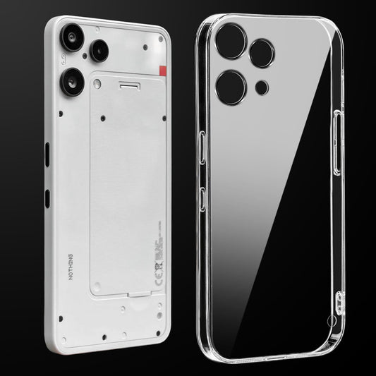 Transparent anti-yellow hard back case fitted on Nothing Phone 3A Lite 5G showing full back coverage and camera protection