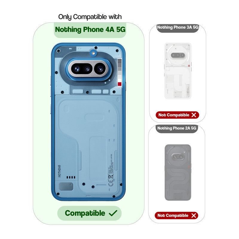 Compatibility comparison image showing Nothing Phone 4A 5G supported, while other models are not compatible.