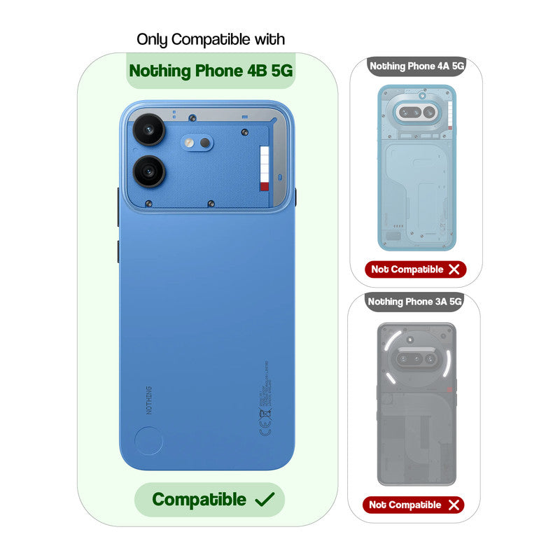 Compatibility comparison image showing Nothing Phone 4B 5G supported, while other models are not compatible.