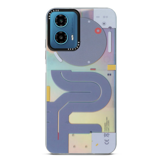 Futuristic Rainbow Effect Circuit Print Hard Back Cover For Motorola Moto G34 5G