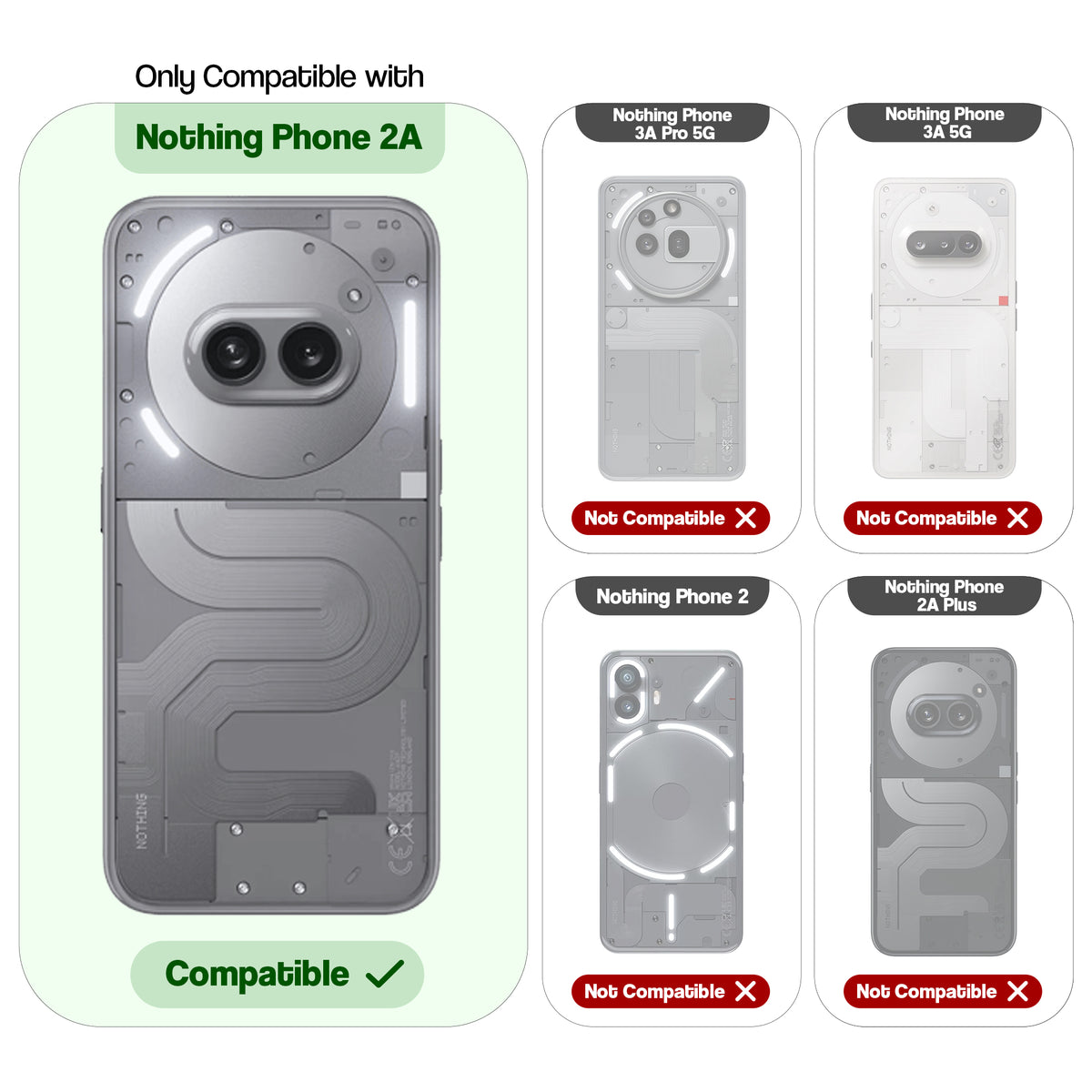 Frosted Sleek Matte Wireless Charging Support Back Cover Case for Nothing Phone 2A With Raised Camera Protection