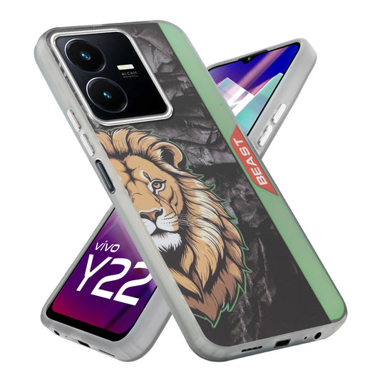 Beast Mode Animal Printed Back Case For Vivo Y22 With Hard Back & Glow Effect