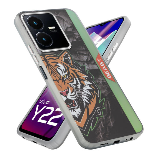 Beast Mode Animal Printed Back Case For Vivo Y22 With Hard Back & Glow Effect