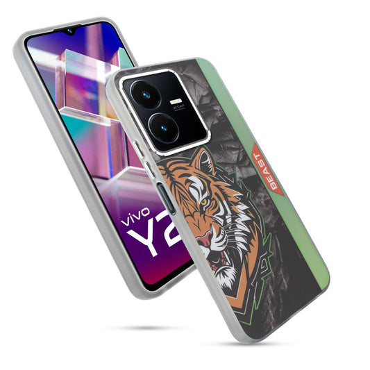 Beast Mode Animal Printed Back Case For Vivo Y22 With Hard Back & Glow Effect