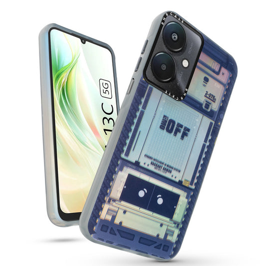 Futuristic Rainbow Effect Circuit Print Hard Back Cover For Redmi 13C 5G