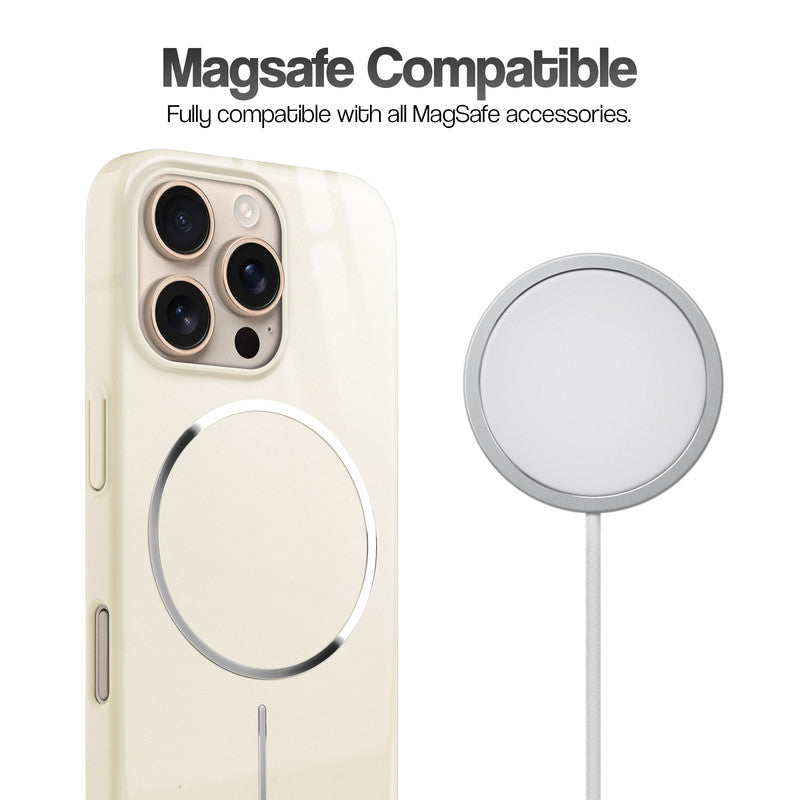 Smooth & Shiny Glossy Hard Back Cover Case For Apple iPhone 16 Pro With Wireless Charging Support Support