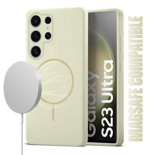 Liquid Silicon With Microfiber Lining Back Case For Samsung S23 Ultra 5G (MagSafe Compatible)
