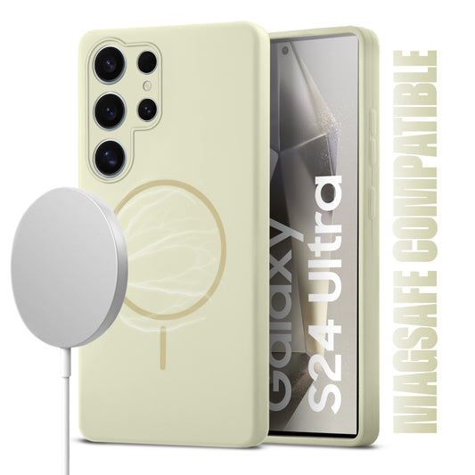 Liquid Silicon With Microfiber Lining Back Case For Samsung S24 Ultra 5G (MagSafe Compatible)