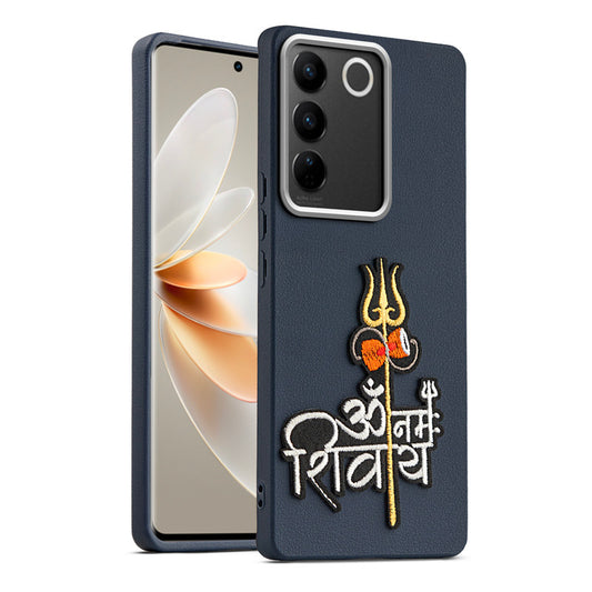 Sleek Textured Silicone Case for Vivo V27 5G Featuring Divine Embroidery on the Back