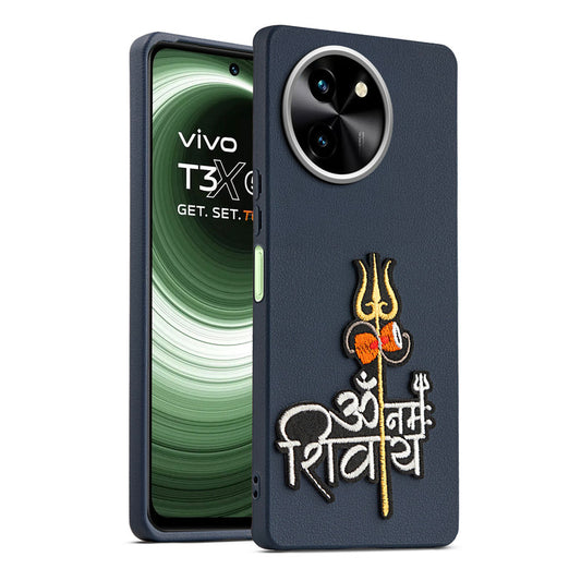 Sleek Textured Silicone Case for Vivo T3x 5G Featuring Divine Embroidery on the Back
