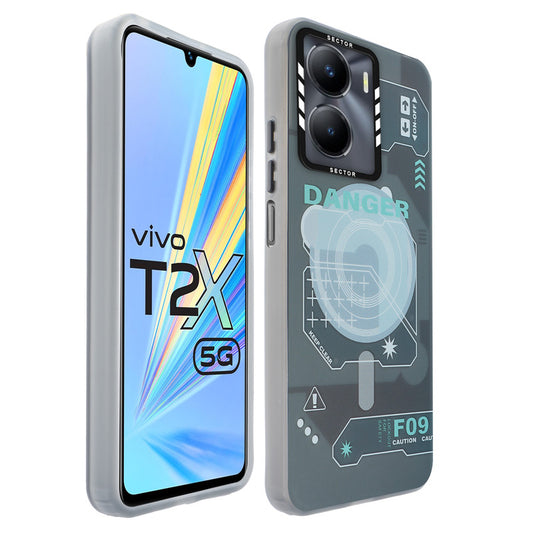 Mechanical Circuit Sector Print Hard Back Cover For Vivo T2x 5G