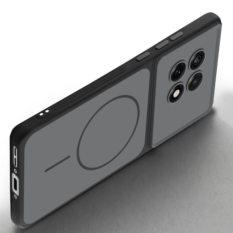 Slim silicone Black phone case for OnePlus 13R 5G side angle view showing grip texture and precise cutouts