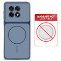 Dual tone silicone Blue phone cover for OnePlus 13R 5G showing wireless charging not supported notice