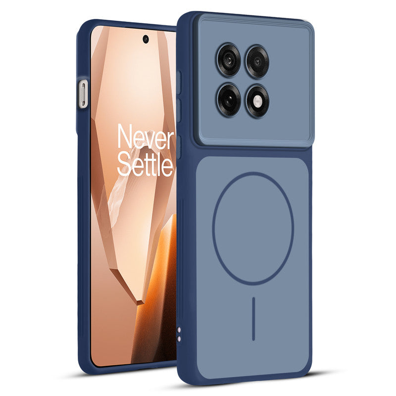 Full protective dual tone Blue silicone case for OnePlus 13R 5G showing front and back design coverage