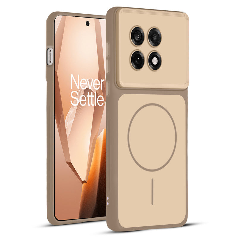 Full protective dual tone Brown silicone case for OnePlus 13R 5G showing front and back design coverage