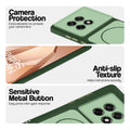 Green Phone case for OnePlus 13R 5G highlighting raised camera protection, anti-slip texture, and responsive side buttons