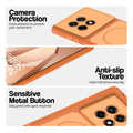 Orange Phone case for OnePlus 13R 5G highlighting raised camera protection, anti-slip texture, and responsive side buttons