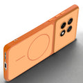 Slim silicone Orange phone case for OnePlus 13R 5G side angle view showing grip texture and precise cutouts